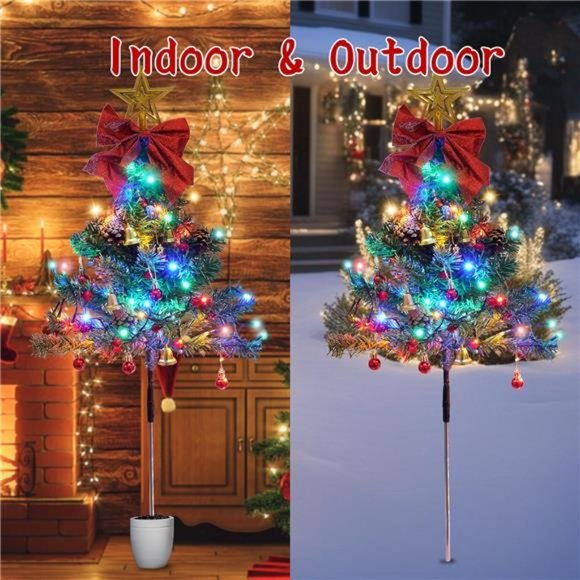 2Pcs Solar Christmas Tree Stake Lights, 80 Outdoor LEDs...